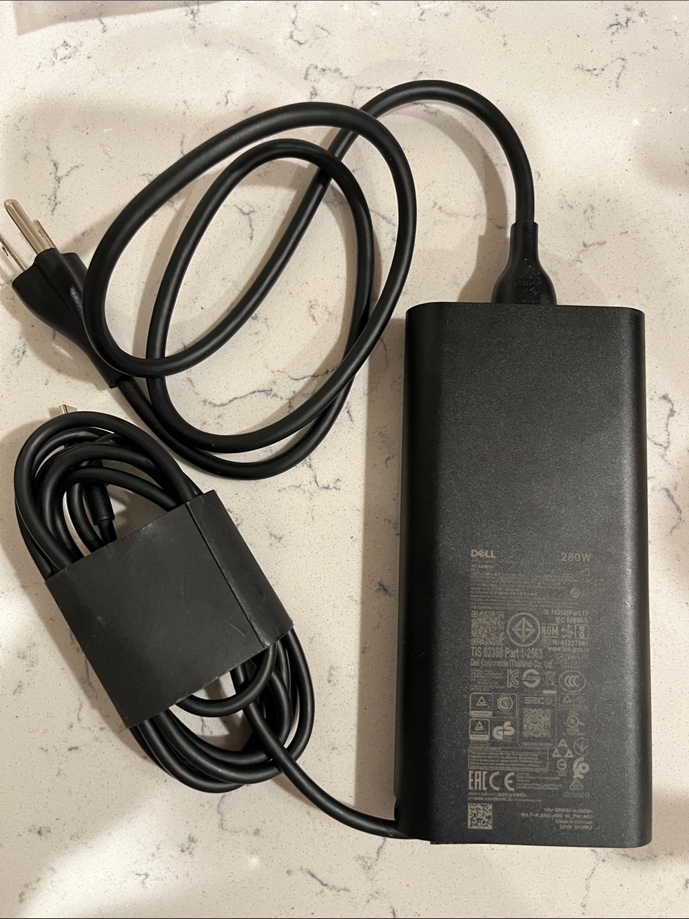 Dell Black 280W Laptop Power Adapter and Cord